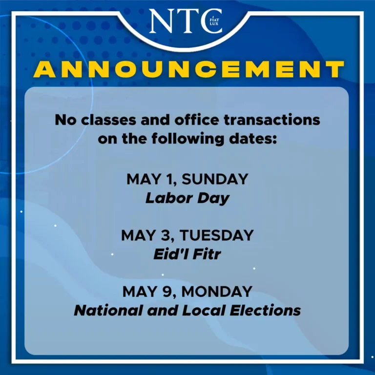 Dates of No Classes and Office Transaction