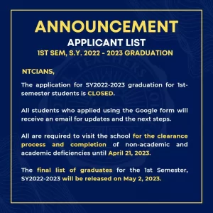 Application list 1st Sem SY22 23 Graduation 1