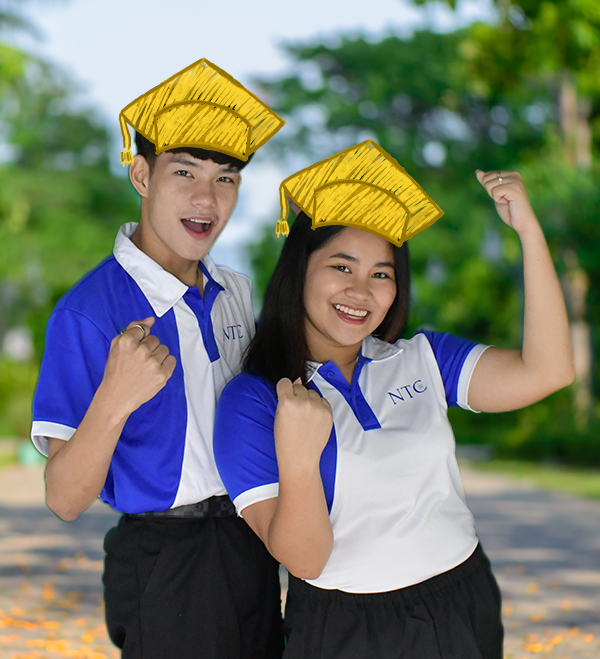 Teacher Education students at the School of Teacher Education at the National Teachers College visualizing their future, represented by a hand-sketched graduation cap over their head.